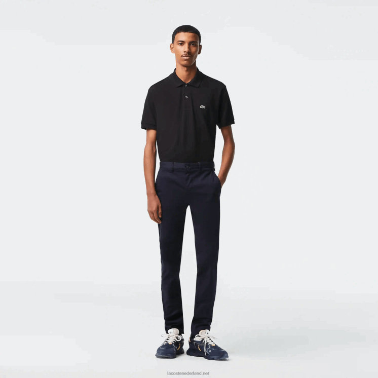 Lacoste nieuwe klassieke slim fit broek van stretchkatoen 0828H478 marineblauw hde Heren