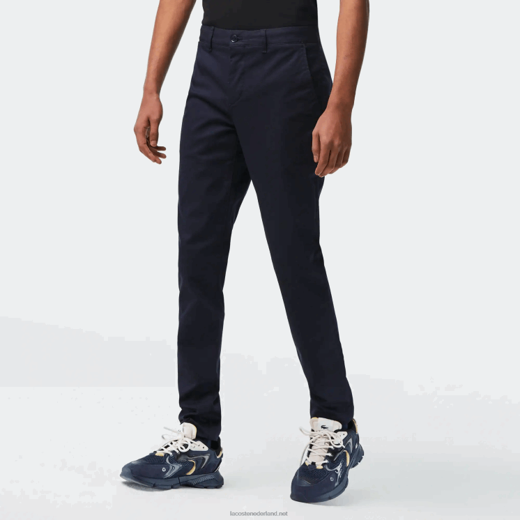 Lacoste nieuwe klassieke slim fit broek van stretchkatoen 0828H478 marineblauw hde Heren