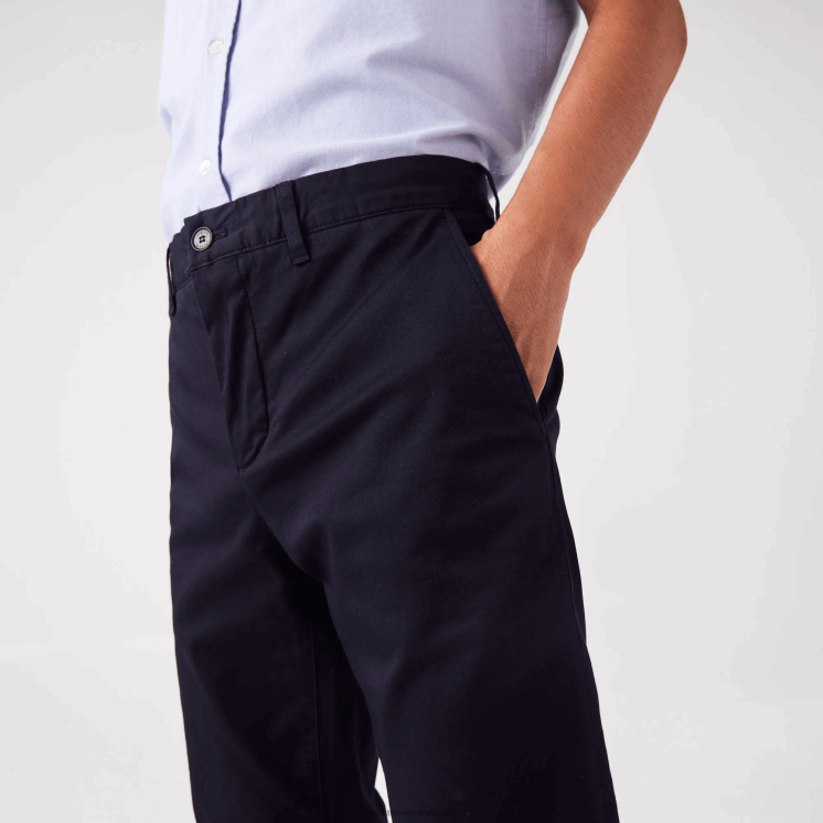 Lacoste nieuwe klassieke slim fit broek van stretchkatoen 0828H478 marineblauw hde Heren