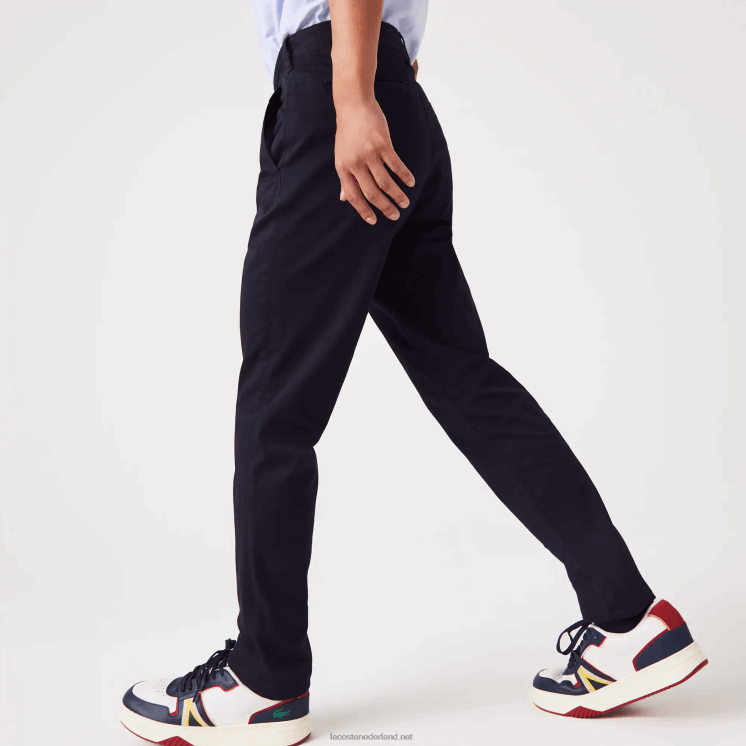 Lacoste nieuwe klassieke slim fit broek van stretchkatoen 0828H478 marineblauw hde Heren