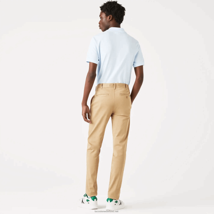 Lacoste nieuwe klassieke slim fit broek van stretchkatoen 0828H479 beige 02s Heren