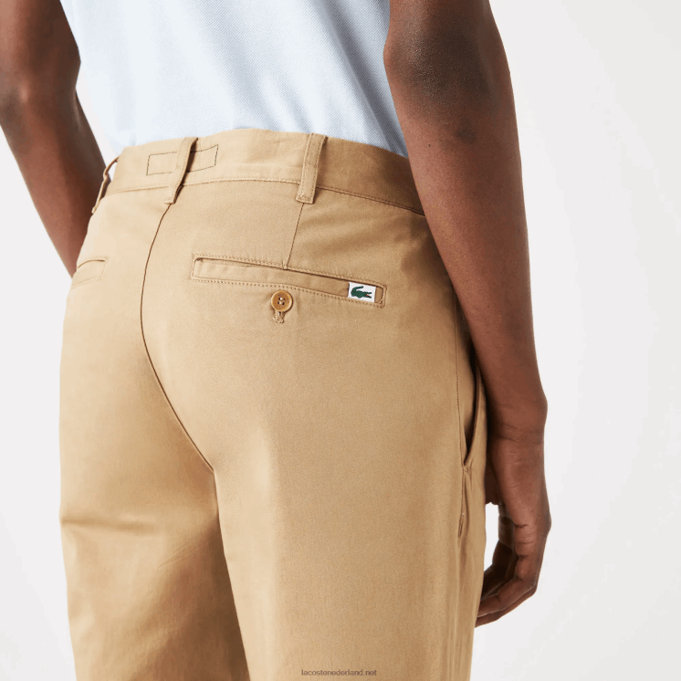 Lacoste nieuwe klassieke slim fit broek van stretchkatoen 0828H479 beige 02s Heren