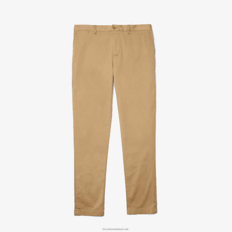 Lacoste nieuwe klassieke slim fit broek van stretchkatoen 0828H479 beige 02s Heren