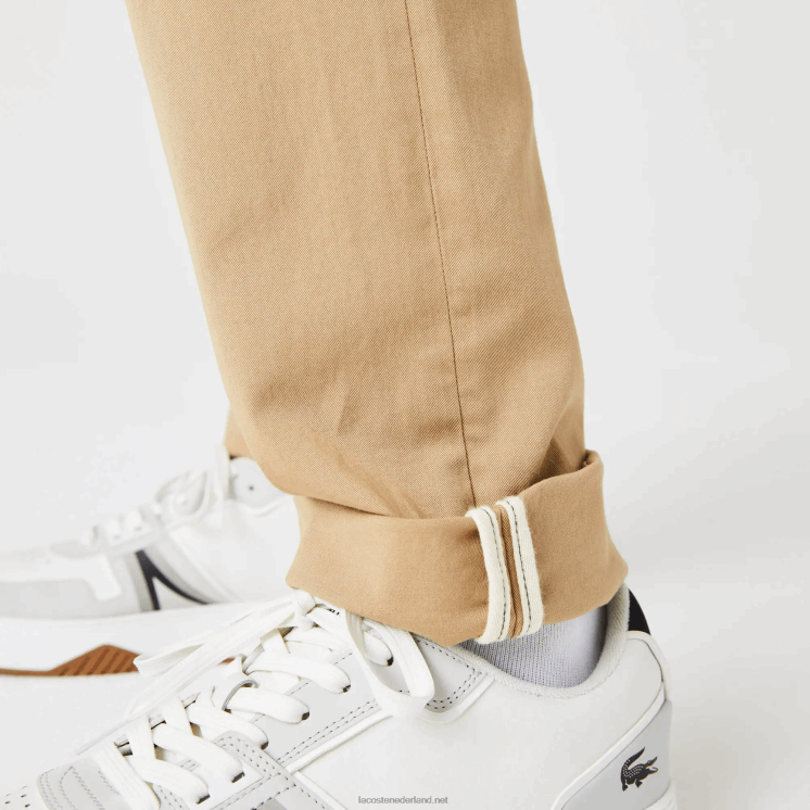 Lacoste nieuwe klassieke slim fit broek van stretchkatoen 0828H479 beige 02s Heren