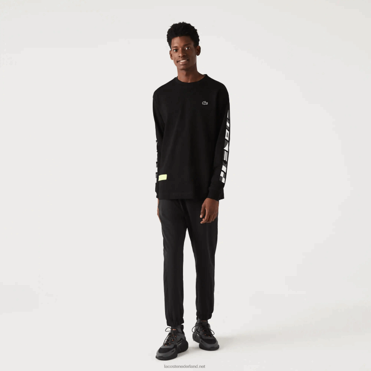 Lacoste sportbroek met ritssluiting onderaan 0828H1091 zwart c31 Heren