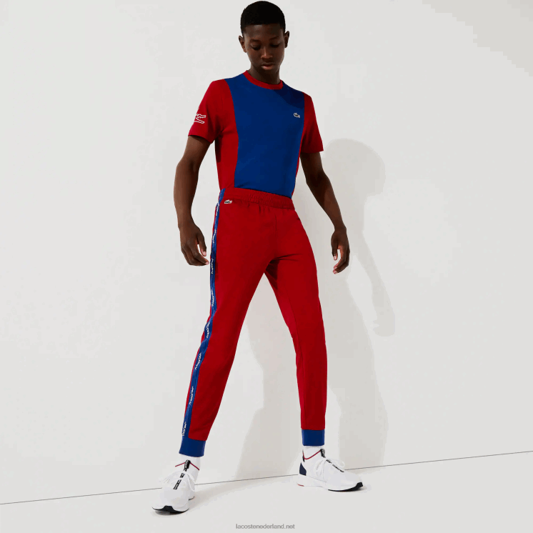Lacoste sportieve piqué joggingbroek 0828H1142 rood blauw wit zt4 Heren