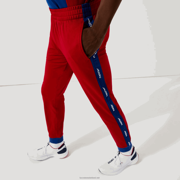 Lacoste sportieve piqué joggingbroek 0828H1142 rood blauw wit zt4 Heren