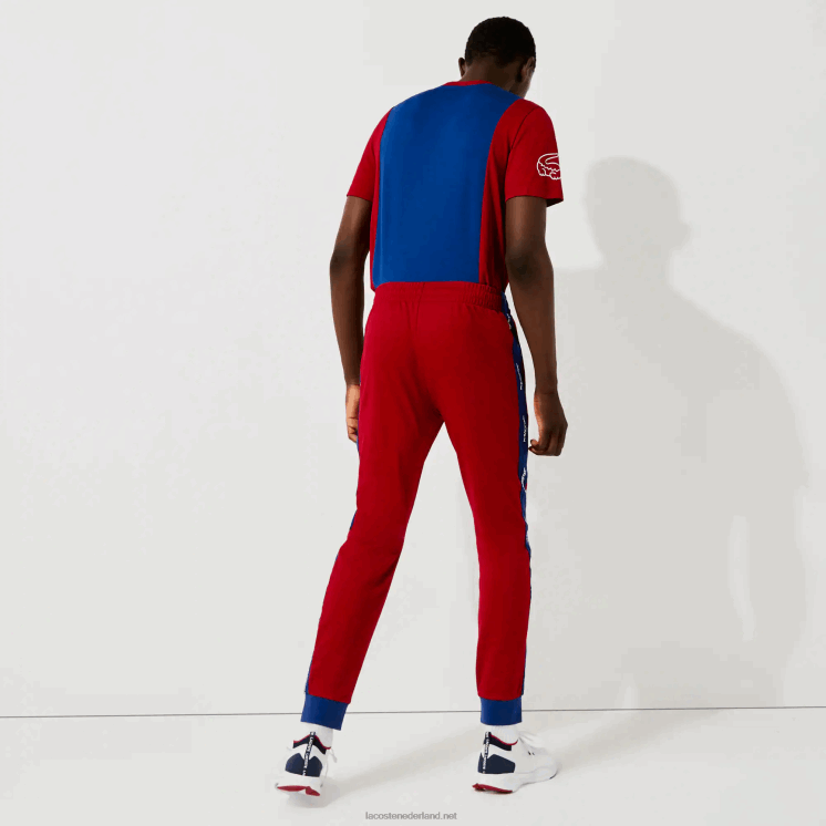 Lacoste sportieve piqué joggingbroek 0828H1142 rood blauw wit zt4 Heren