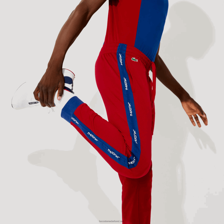 Lacoste sportieve piqué joggingbroek 0828H1142 rood blauw wit zt4 Heren
