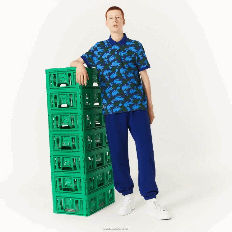 lacoste x minecraft joggingbroek van biologisch katoenfleece 0828H1174 blauwe bdm Heren