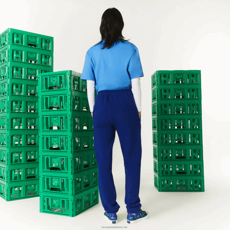 lacoste x minecraft joggingbroek van biologisch katoenfleece 0828H1174 blauwe bdm Heren