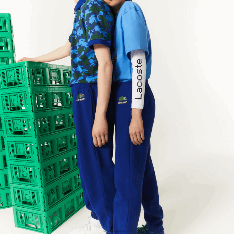 lacoste x minecraft joggingbroek van biologisch katoenfleece 0828H1174 blauwe bdm Heren