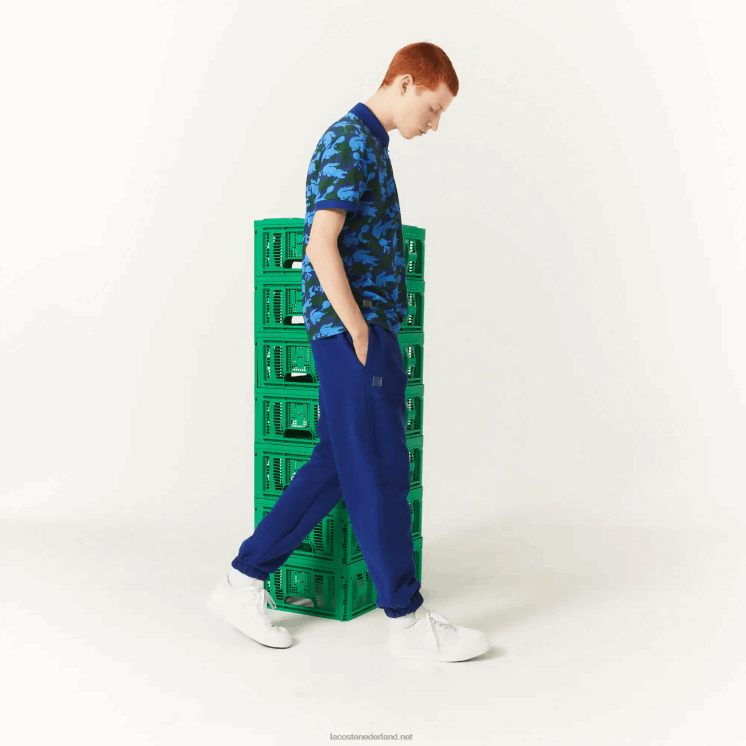 lacoste x minecraft joggingbroek van biologisch katoenfleece 0828H1174 blauwe bdm Heren