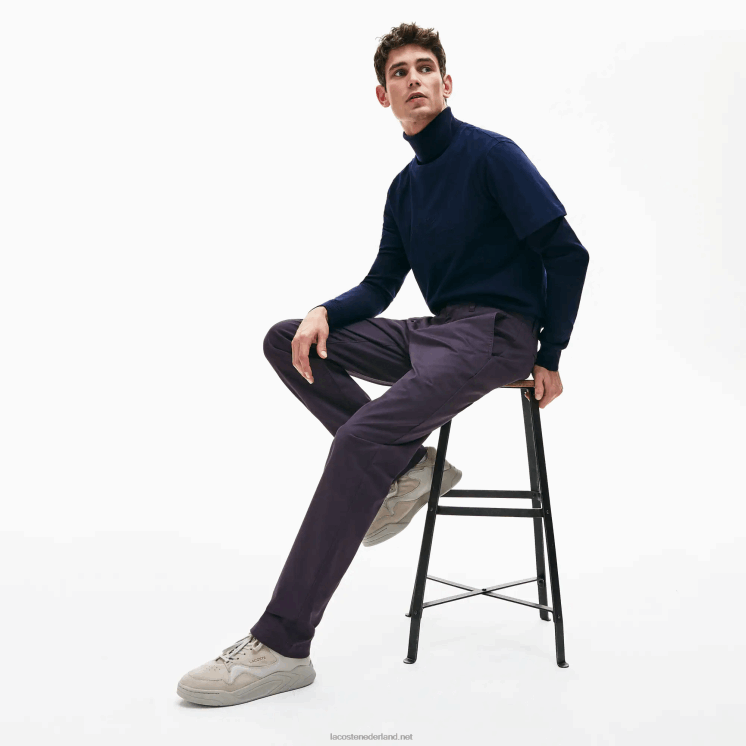 Lacoste chinobroek van stretchkatoen 0828H1656 marineblauw 166 Heren