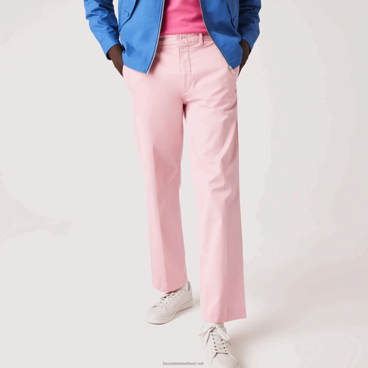 Lacoste live rechte chino van biologisch katoen 0828H1635 roze 7sy Heren