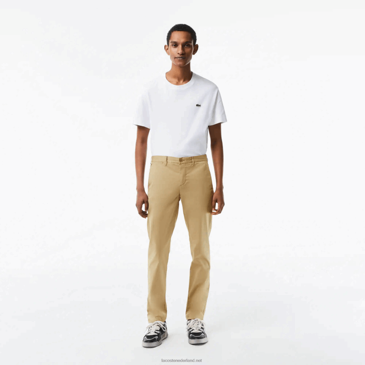 Lacoste slim fit chino van stretchkatoen 0828H499 beige cb8 Heren