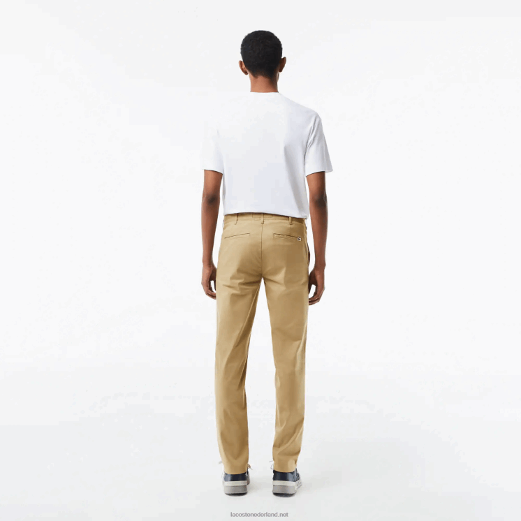 Lacoste slim fit chino van stretchkatoen 0828H499 beige cb8 Heren