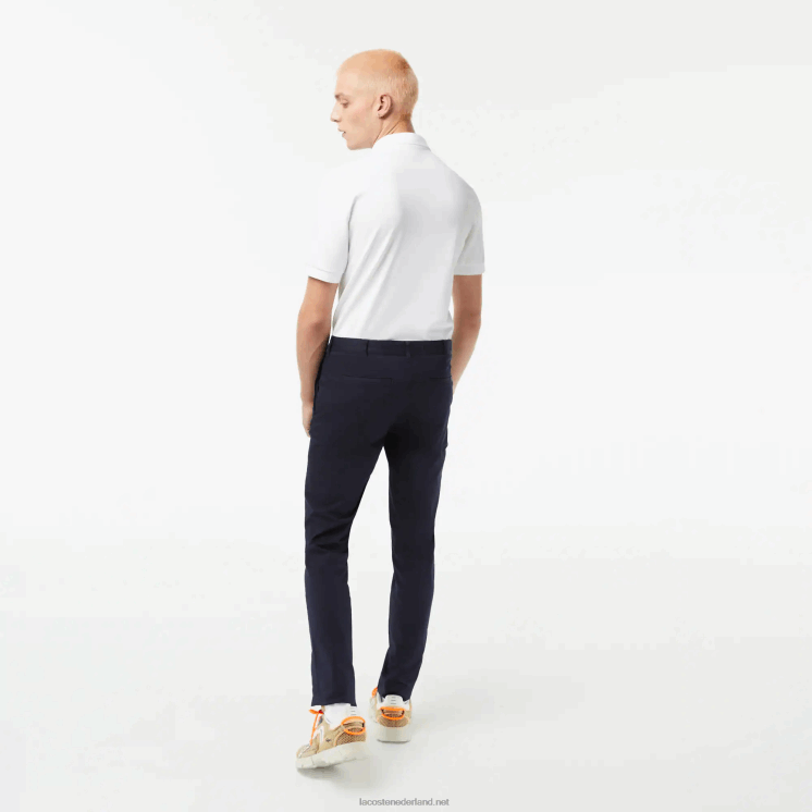 Lacoste slim fit chino van stretchkatoen 0828H500 marineblauw 166 Heren