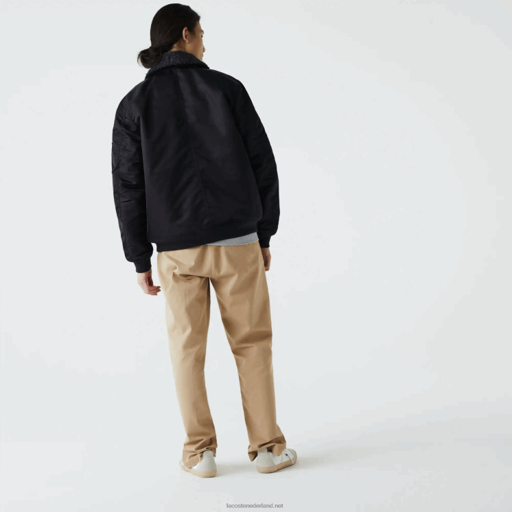 Lacoste Gewatteerd bomberjack met sherpa-kraag 0828H1214 donkergrijs marineblauw 2t9 Heren