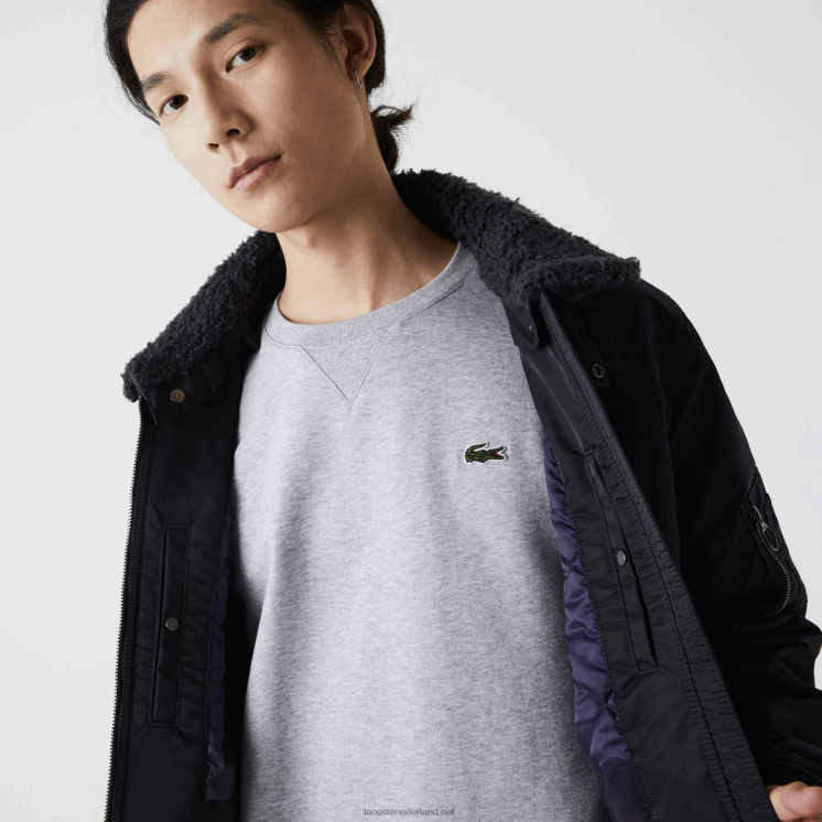 Lacoste Gewatteerd bomberjack met sherpa-kraag 0828H1214 donkergrijs marineblauw 2t9 Heren