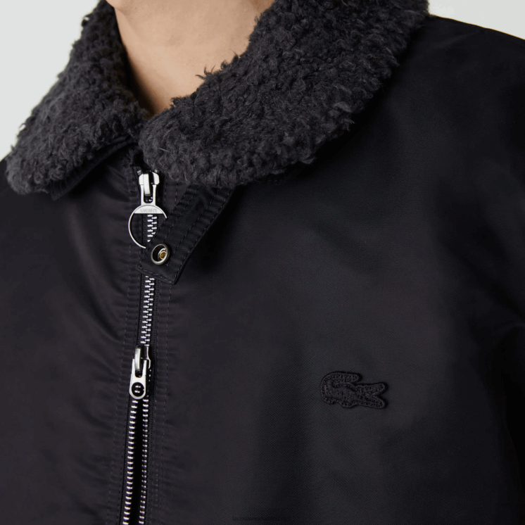 Lacoste Gewatteerd bomberjack met sherpa-kraag 0828H1214 donkergrijs marineblauw 2t9 Heren