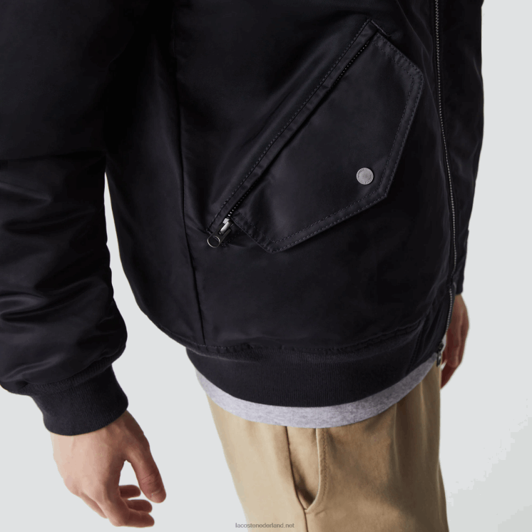Lacoste Gewatteerd bomberjack met sherpa-kraag 0828H1214 donkergrijs marineblauw 2t9 Heren