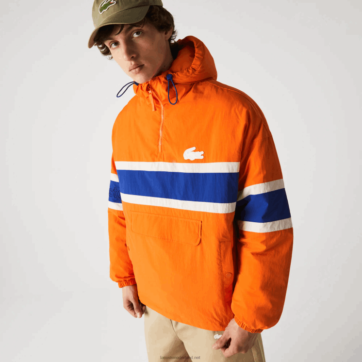 Lacoste Ik heb een gewatteerd pulloverjack 0828H1300 oranje blauw beige 0d8 Heren