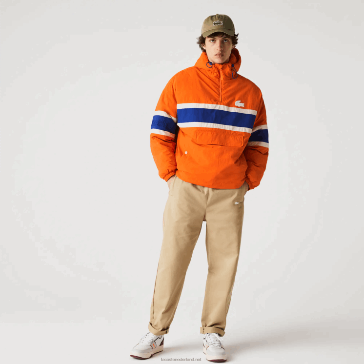 Lacoste Ik heb een gewatteerd pulloverjack 0828H1300 oranje blauw beige 0d8 Heren