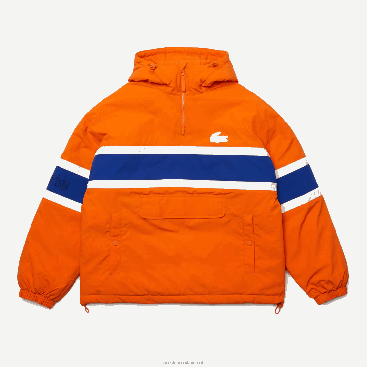 Lacoste Ik heb een gewatteerd pulloverjack 0828H1300 oranje blauw beige 0d8 Heren