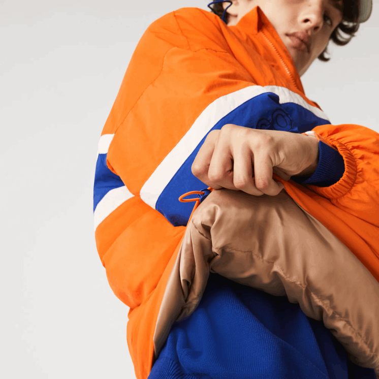 Lacoste Ik heb een gewatteerd pulloverjack 0828H1300 oranje blauw beige 0d8 Heren