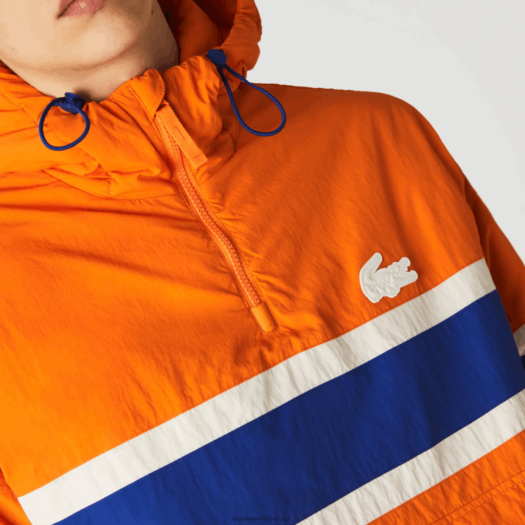 Lacoste Ik heb een gewatteerd pulloverjack 0828H1300 oranje blauw beige 0d8 Heren