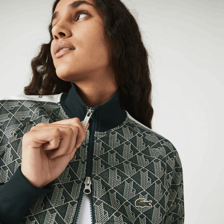 Lacoste Jacquard ritsjack met live-monogrampatroon 0828H1188 groenbeige 7m4 Heren