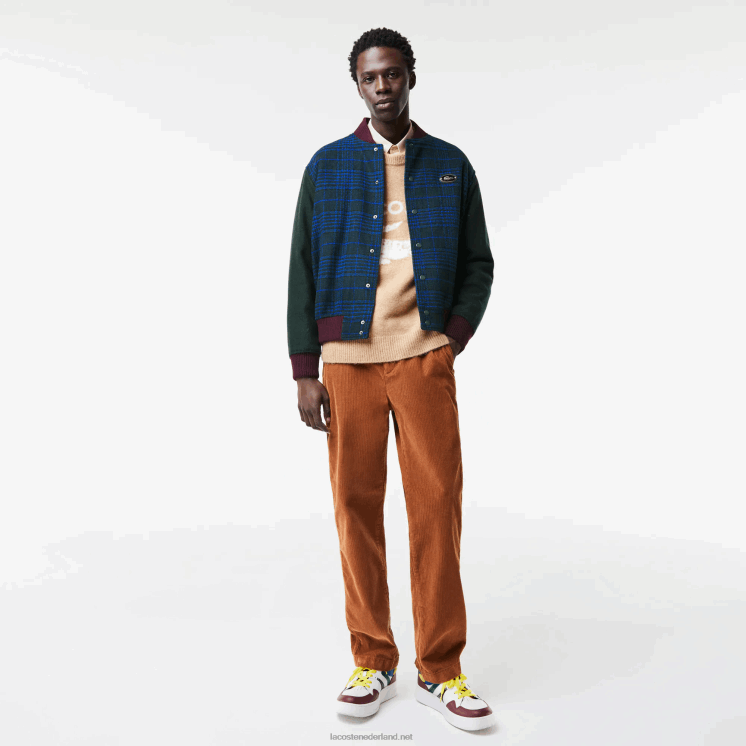 Lacoste Varsity-jack met merknaam op de rug 0828H1220 marine groen zwart blauw v48 Heren