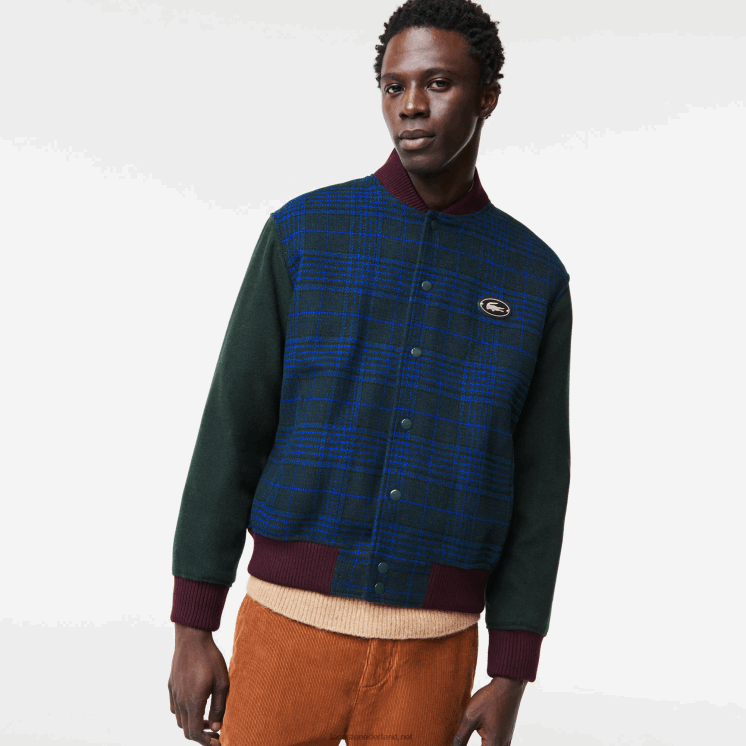 Lacoste Varsity-jack met merknaam op de rug 0828H1220 marine groen zwart blauw v48 Heren