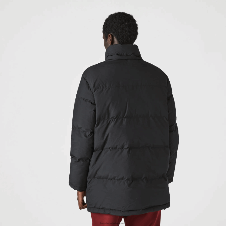 Lacoste afneembare capuchon lange puffer jas 0828H1317 zwart 031 Heren