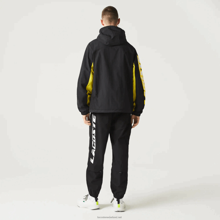 Lacoste erfgoed nylon jack met kleurvlakken 0828H1238 zwart geel tj6 Heren