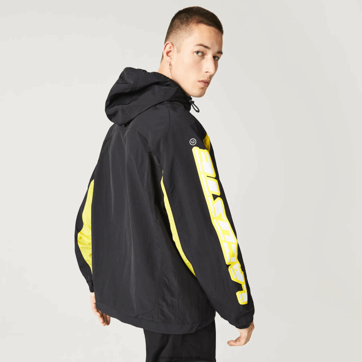 Lacoste erfgoed nylon jack met kleurvlakken 0828H1238 zwart geel tj6 Heren