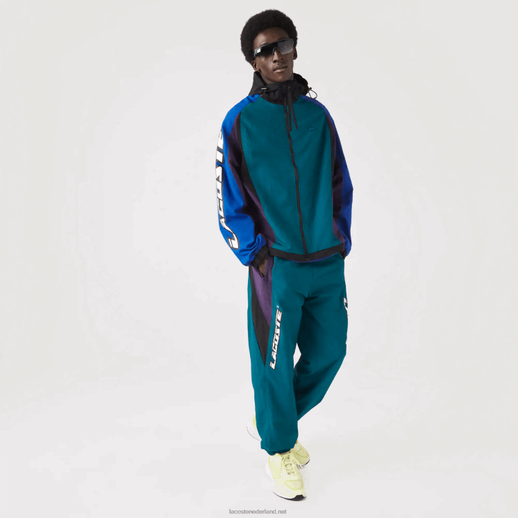 Lacoste erfgoed nylon jack met kleurvlakken 0828H1239 groen blauw paars zwart tr4 Heren