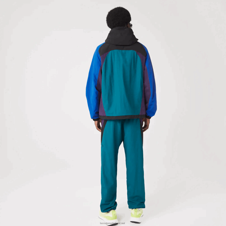 Lacoste erfgoed nylon jack met kleurvlakken 0828H1239 groen blauw paars zwart tr4 Heren