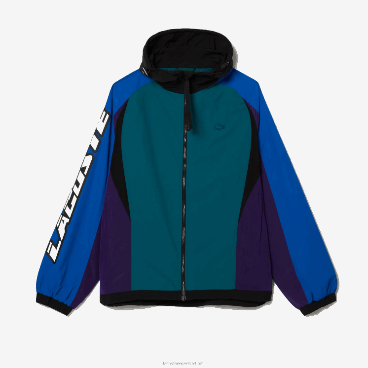 Lacoste erfgoed nylon jack met kleurvlakken 0828H1239 groen blauw paars zwart tr4 Heren