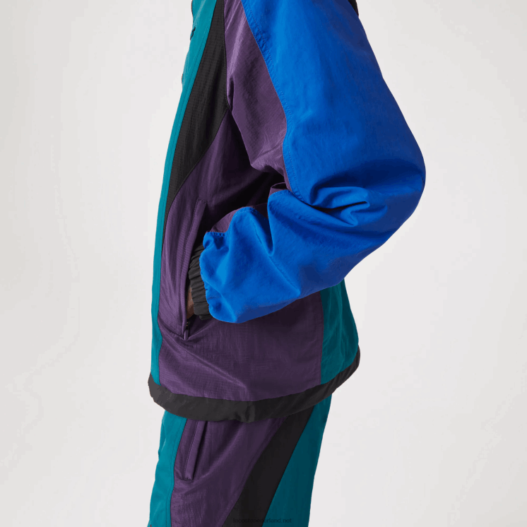 Lacoste erfgoed nylon jack met kleurvlakken 0828H1239 groen blauw paars zwart tr4 Heren