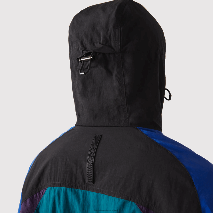 Lacoste erfgoed nylon jack met kleurvlakken 0828H1239 groen blauw paars zwart tr4 Heren