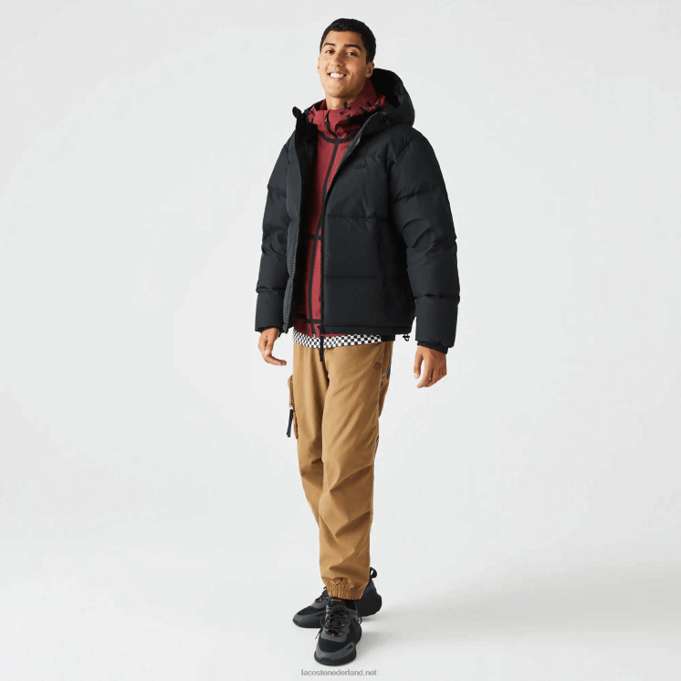 Lacoste gewatteerde waterafstotende jas 0828H1210 zwart 031 Heren