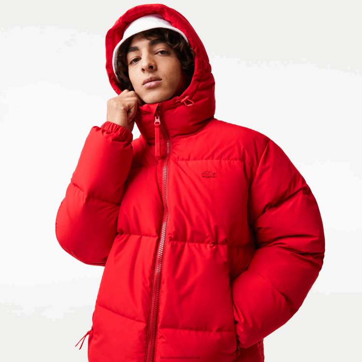 Lacoste gewatteerde waterafstotende jas 0828H1212 rood 240 Heren