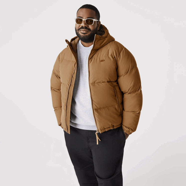 Lacoste gewatteerde waterafstotende jas 0828H1231 bruin z0w Heren