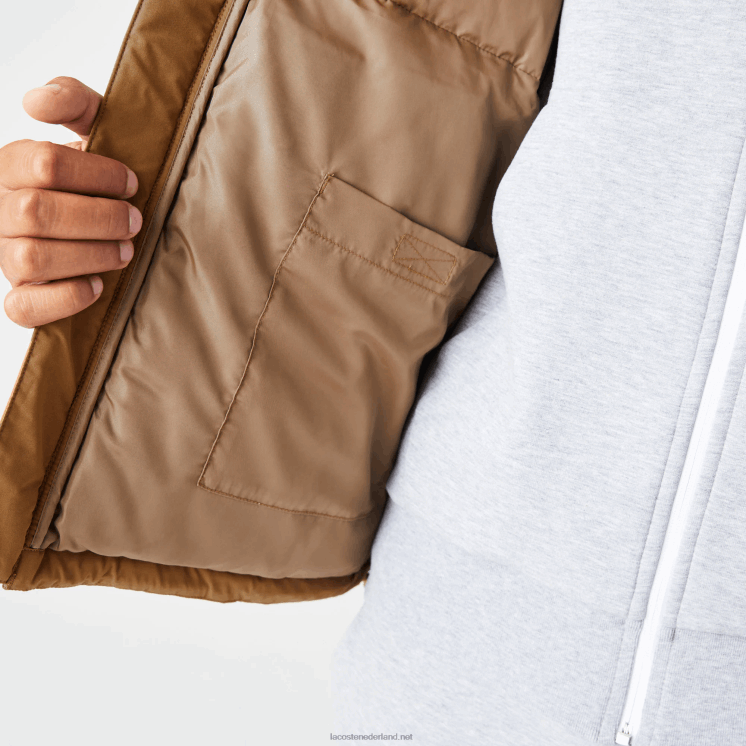 Lacoste gewatteerde waterafstotende jas 0828H1231 bruin z0w Heren