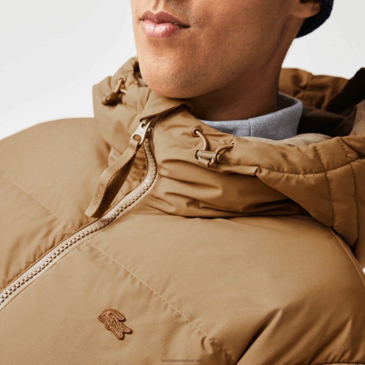 Lacoste gewatteerde waterafstotende jas 0828H1231 bruin z0w Heren