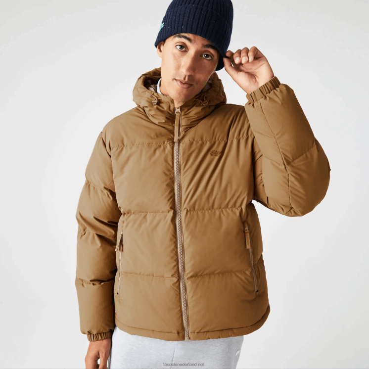 Lacoste gewatteerde waterafstotende jas 0828H1231 bruin z0w Heren