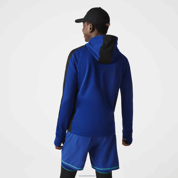 Lacoste jack met contrasterende sportband en capuchon 0828H1191 blauw zwart wit pwh Heren