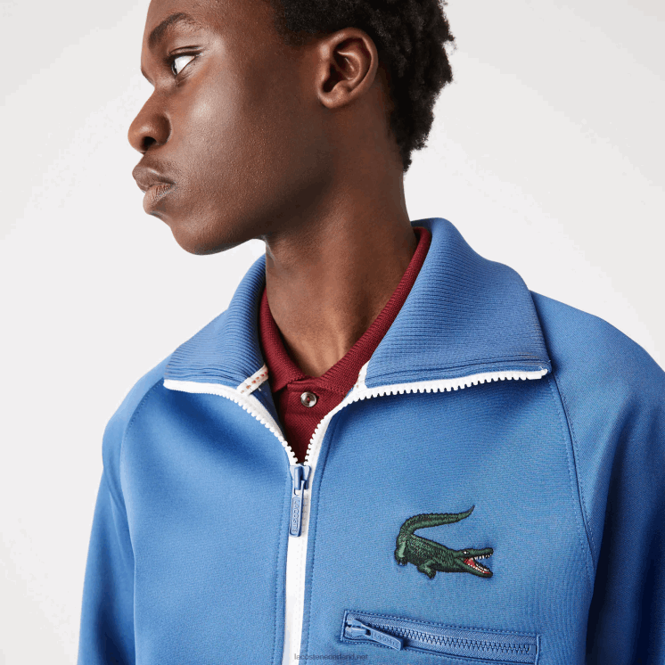 Lacoste jack met opstaande kraag van krokodillenleer met ritssluiting 0828H1203 blauwe hn8 Heren